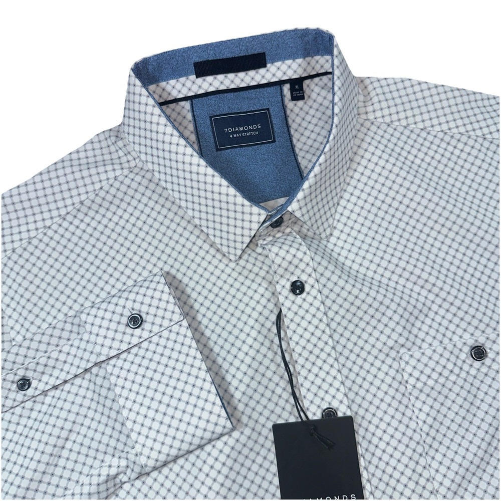 NWT 7 Diamonds 4-Way Stretch Shirt Mens XL Geometric Button Down Casual Preppy
